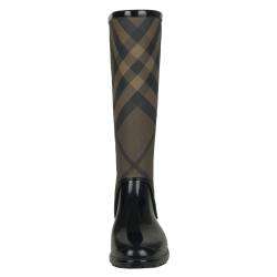 Burberry Womens Brown Plaid Rubber Rain Boots  