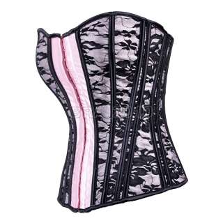Sexy pink Corset Bustier G String 22 Plastic Boned S XL  