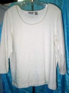 CHICOS BONE & GOLD LS KNIT TOP SIZE 3 (14 16)  