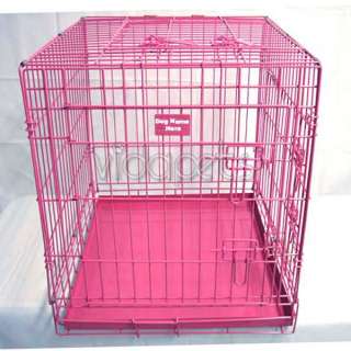 48 3 Door Pink Folding Dog Crate Cage Kennel Three 2  