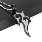 Mens Black Stainless Steel Pendant Flame Necklace Chain