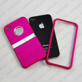 Deluxe Pink Full Case w/Chrome Stand Apple iPhone 4 4G  