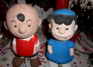 VINTAGE CHARLIE BROWN LUCY CERAMIC STATUE PEANUTS FIGURES HAND PAINTED 