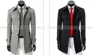   Fit Turndown Collar Long Trench Coat Jacket Outwear MCOAT082  