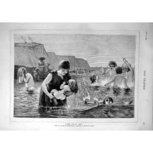   1877 Christie Fist Dip Baby Water Swim Bathe Old Print