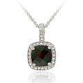   Silver 2 3/4 CTW Square cut Garnet and Diamond Accent Necklace