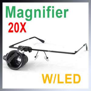Watch Repair Magnifier 20X Eye Glasses Type With LED Light Tool  