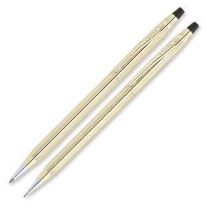   Ballpoint Pen And Pencil Set,.5mm Pencil,Gold Barrel