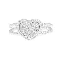   Silver 1/10ct TDW Diamond Accent Heart Ring (H I, I3)  