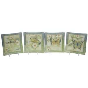   Song Glass Canape Plates, Assorted Designs, Set of 4