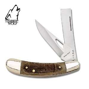  Timber Wolf 2 Blade Straight Razor Pocket Knife Sports 