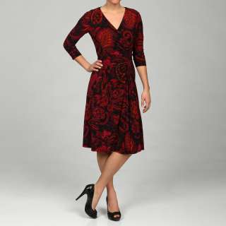 Evan Picone Womens Red Paisley Cinche Waist Dress  