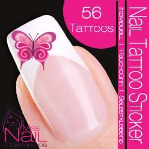  Nail Tattoo Sticker Butterfly   pink Beauty