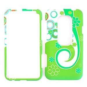  HTC Evo 3D Flowers and Circles on Light Green Hard Case 