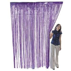 Purple Metallic Fringe Curtain Party Room Decor 3 x 8  