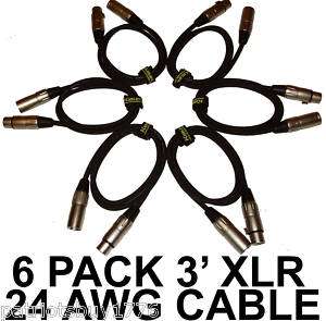 ft XLR Patch Snake Mic Cables 3ft KIrlin Cable 6pak  