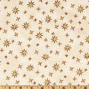   Wide Snow Play Stars Natural Fabric By The Yard Arts, Crafts & Sewing