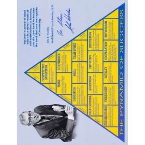  JOHN WOODEN SIGNED 8x11 PYRAMID OF SUCCESS FOR STEVE 