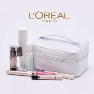   lot 10pc white loreal paris make up cosmetic organizer brush bag tote