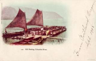 COLUMBIA RIVER   GILL NETTING fishing boats 1905  
