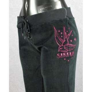 Womens Affliction SINFUL SWEAT TRACK PANTS VOLTAGE WITH TIES  