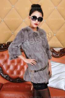   Genuine Rabbit Fur Coat Jacket Outwear Colthing Wearcoat Vintage Women
