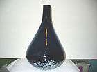LABELED MURANO VASE NAVY BLUE WITH WHITE SPATTER HAND BLOWN ITALIAN 