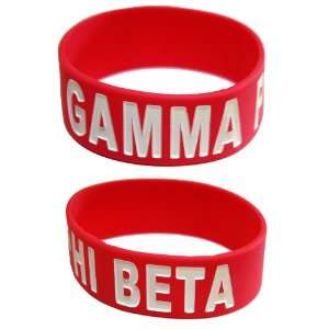  Gamma Phi Beta Silicone One inch Red Wristband   Two Pack 