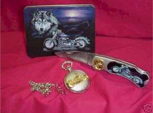 collectible SET POCKET WATCH & knife *VOLF*  