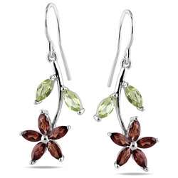 Sterling Silver Multi gemstone Flower Earrings  
