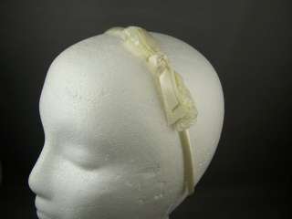 Ribbon lace bow thin skinny 1/4 wide satin headband  