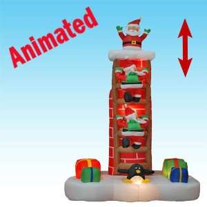 7 Foot Animated Inflatable Santa Claus Climbing & Popping 