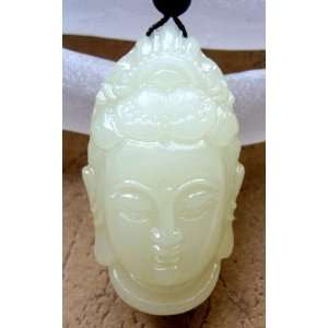 Light Green Jade Blessing Mercy Kwan Yin Buddha Head 