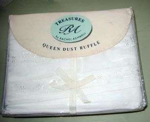 NIP Rachel Ashwell WHITE Embroid Organza CAL KING Bed Skirt  
