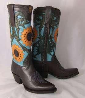 Cielito Lindo Sunflower Chocolate Cowboy Liberty Boots  