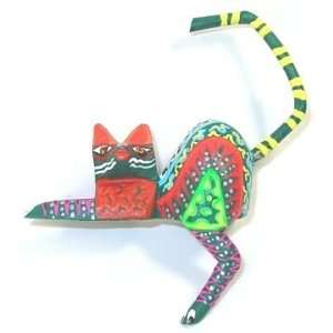  Colorful Mini Shelf Cat Oaxacan Wood Carving