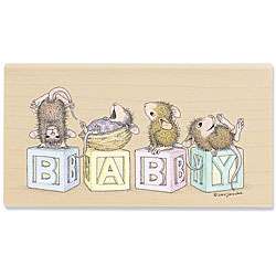 House Mouse Baby Blocks Wood mounted Rubber Stamp  