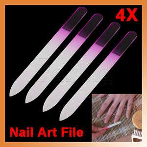 4pcs Pro File Manicure Device Tool Durable Crystal Glass Nail Art 