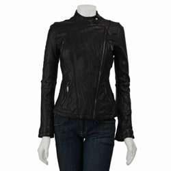 MICHAEL Michael Kors Womens Leather Motorcycle Jacket  