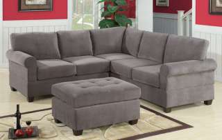   Pcs Sectional Sofa Charcoal Waffle Suede Charcoal, Couch Chase  