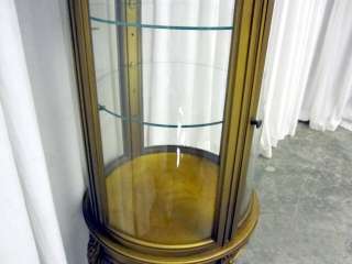 Vintage Round Glass Paneled Lighted Curio Cabinet w Glass Shelves Mint 