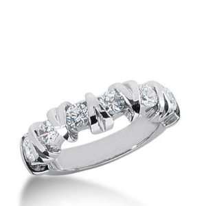 14K Gold Diamond Anniversary Wedding Ring 6 Round Brilliant Diamonds 0 