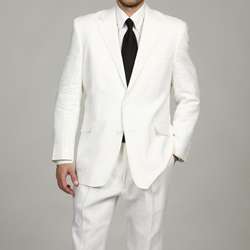 Adolfo Mens 2 button White Linen Suit  