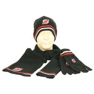  New Jersey Devils Cold Weather Set Scarf / Hat / Gloves 