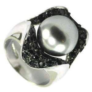  Gray Pearl in a Black Oyster Ring Jewelry