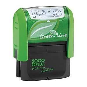   PLUS Green Line Self inking Stamp, Paid in BLUE ( 
