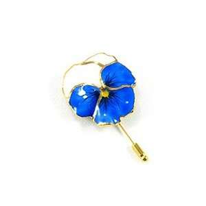  REAL FLOWER Blue White Pansy Pin Brooch Blue Jewelry