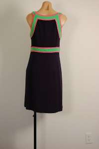 Lilly Pulitzer Navy Blue, Pink & Green Knit Sun Dress Sz 8  