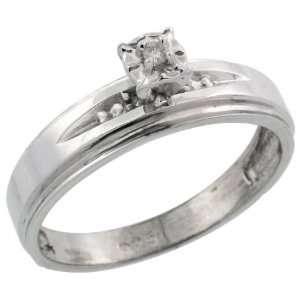  Silver Diamond Engagement Ring, w/ 0.06 Carat Brilliant Cut Diamonds 