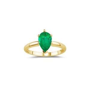  0.64 Cts of 8x5 mm AAA Pear Emerald Solitaire Ring in 14K 